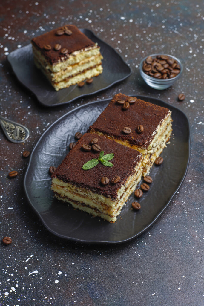 tasty homemade tiramisu cake.